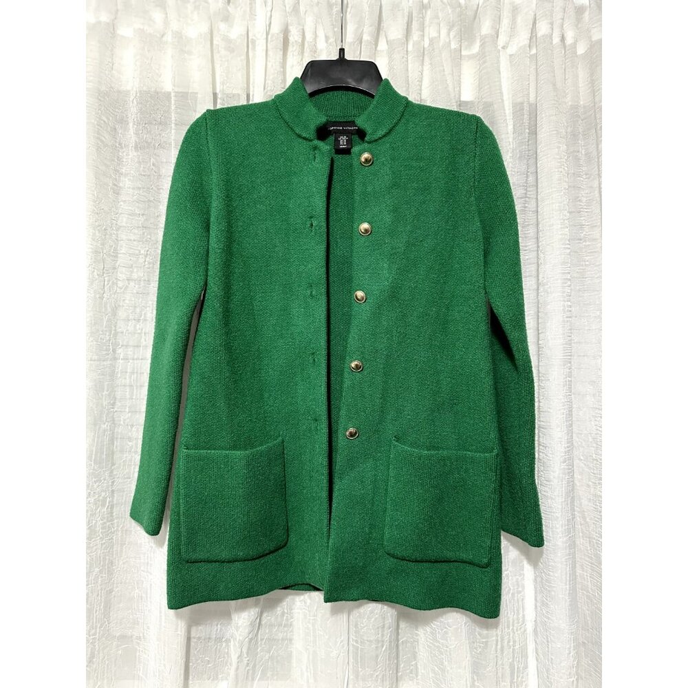 NWOT Adrienne Vittadini Green Sweater Blazer with Gold Buttons Size XS